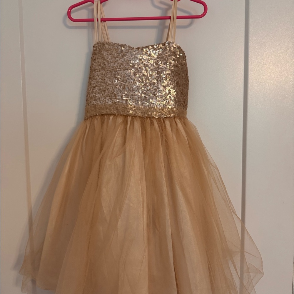 Gold Sequin Kids Formal Dress